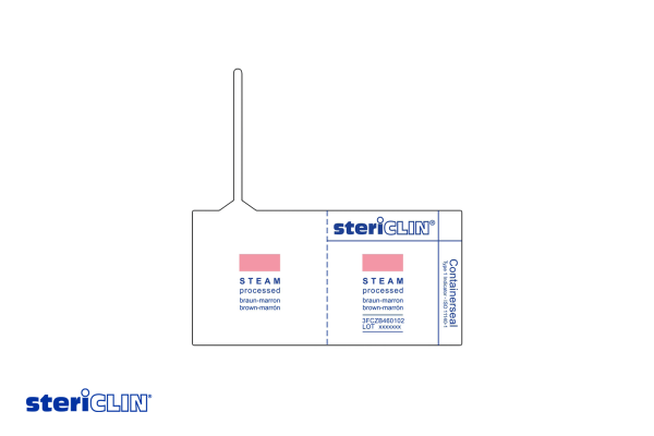 SteriClin Container Seal mit Beschriftung für das Verschließen von Containern nach der Dampfsterilisation