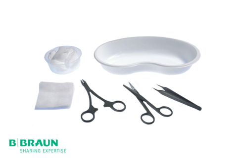 SUSI® Wundversorgungs- Set 1 mit einer Schere, einer Pinzette Adson, einem Mulltupfer, einer Nierenschale zur Einmalanwendung von BBraun