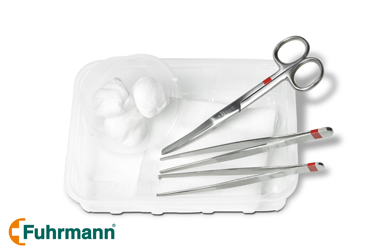 Steriles Verbandwechsel-Set 1 für die optimale Versorgung der Patienten beim Wechseln von Verbänden mit Chirurgischer Schere, Pinzetten und Tupfer