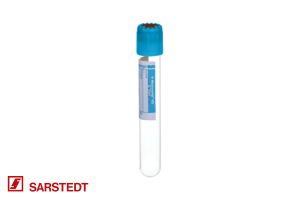 V-Monovette® VD zur Virus-Diagnostik mit hellblauem Verschluss und Etikett
