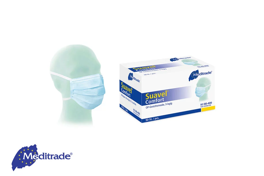 Puppenkopf trägt Meditrade Suavel® Comfort OP-Maske