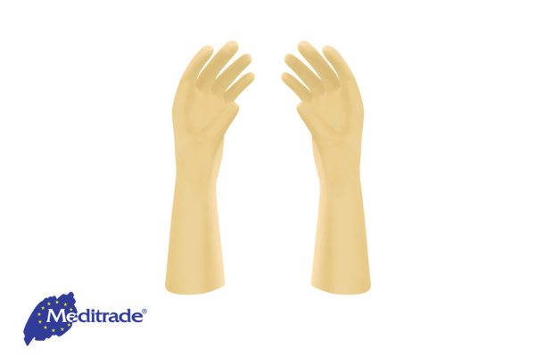 Zwei Puppenhände präsentieren die Gentle Skin® Isopretex® OP-Handschuhe