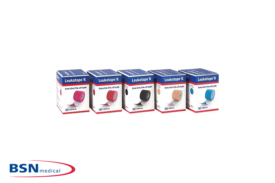 Leukotape® K Klebeverband 5 Farben in Verpackung nebeneinander