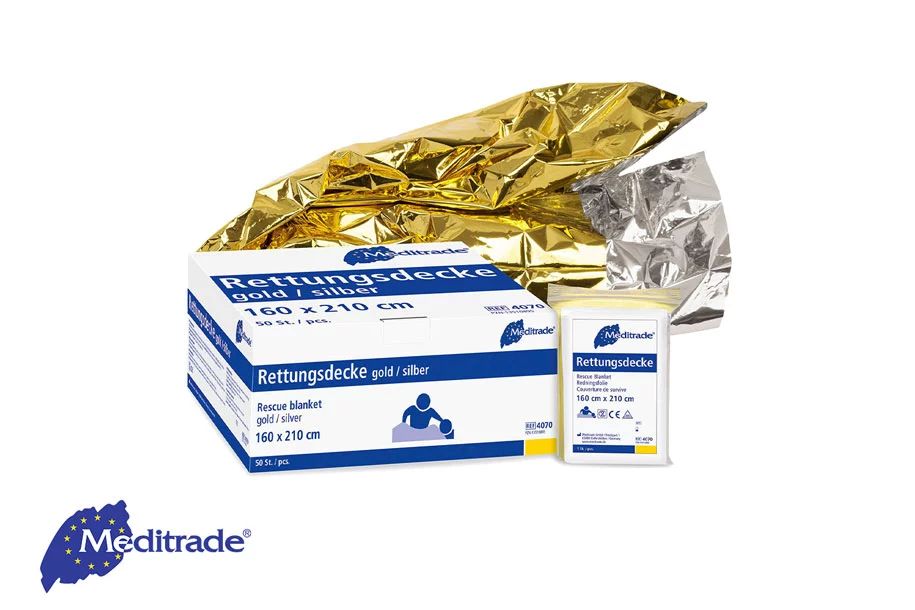 Rettungsdecke Gold/Silber mit Verpackung