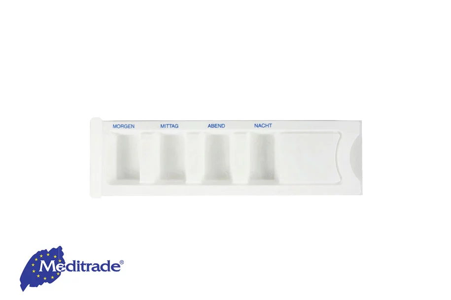 Medikamentendispenser mit 4 Fächern aus PP/PVC