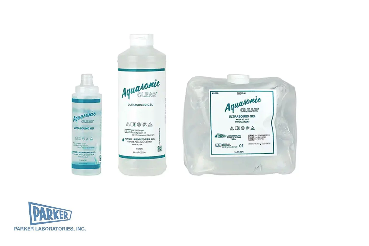 Varianten des PARKER Aquasonic® CLEAR Ultraschallgels in verschiedenen Größen