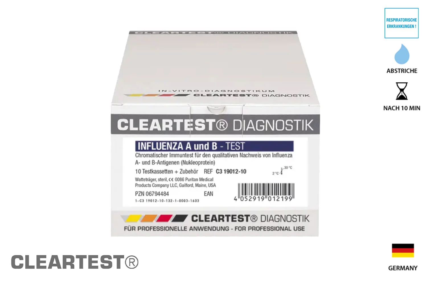 Verpackung Cleartest Influenza Grippe Schnelltest