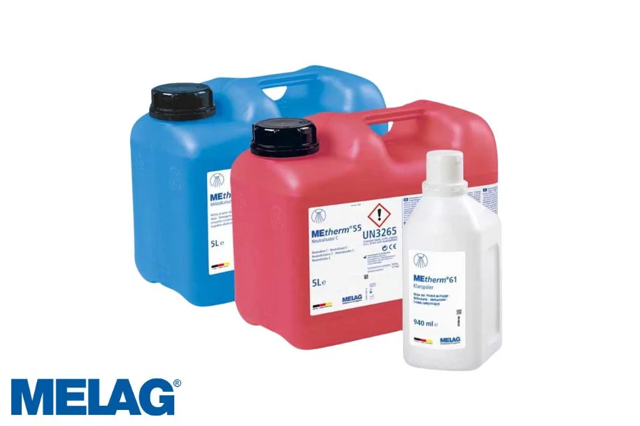 MEtherm Starter-Set C | Kanister MEtherm 51 + Kanister MEtherm 55 + Flasche MEtherm 61 nebeneinander